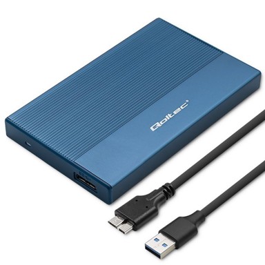 QOLTEC Kućište za disk 2.5" SATA SSD/HDD, USB 3.0, do 2 TB, plava